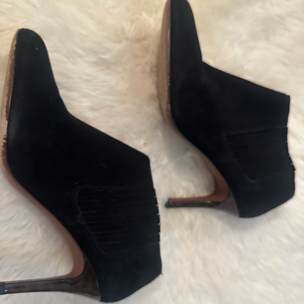 COACH Dovelyn Booties Black Suede Tortoise Spike Heel Pull On Shoes Womens 9B - Picture 12 of 12